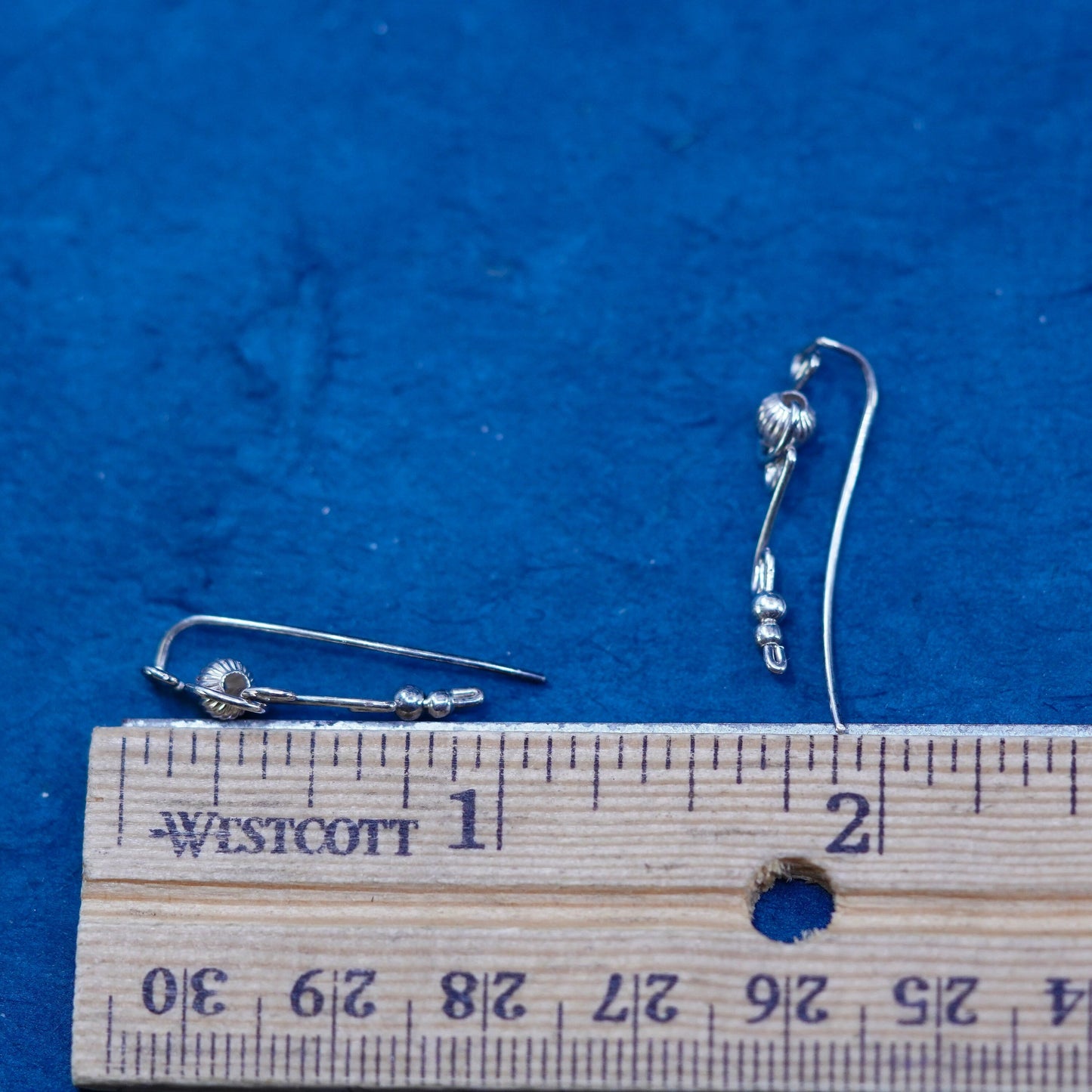 Vintage Sterling Silver handmade Earrings. 925 wired dangles with beads