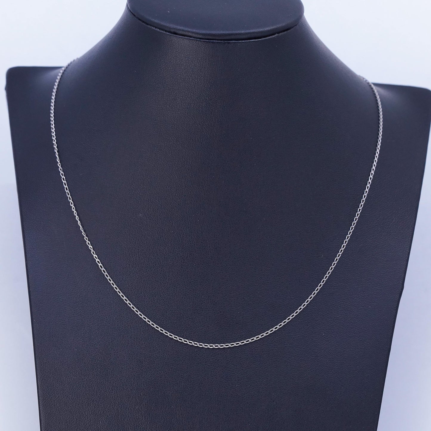 18” 1.6mm, vintage Italian Sterling 925 silver curb chain necklace