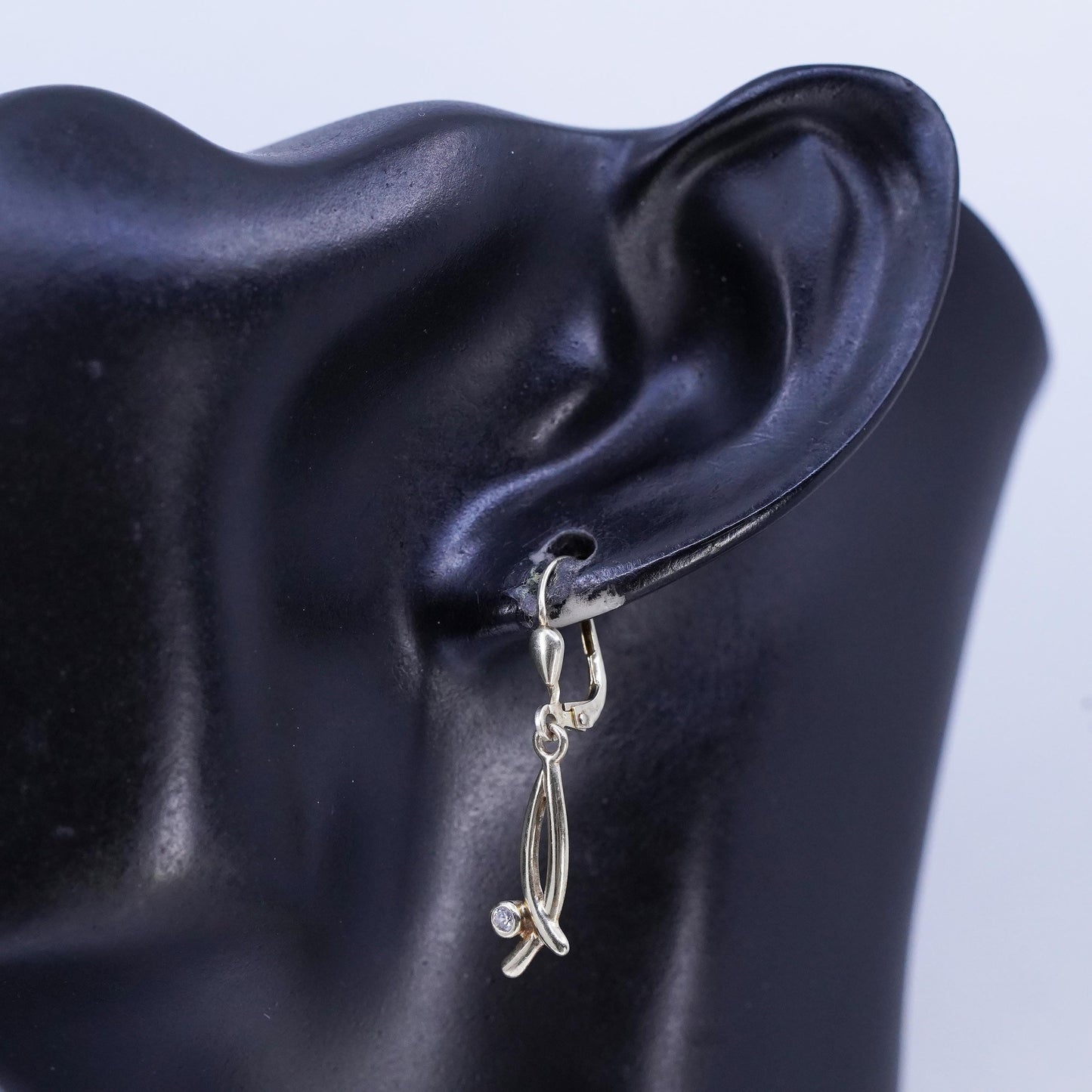 Vintage vermeil gold filled Sterling 925 silver earrings with Cz details