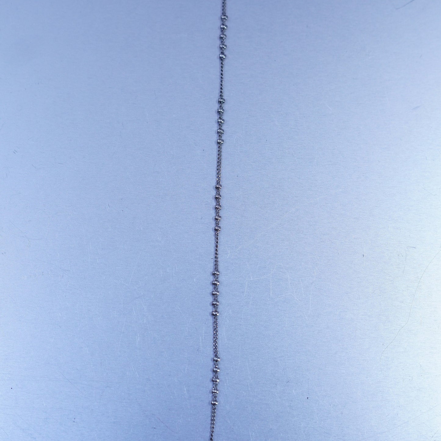 18” 1mm, vintage Italy Sterling 925 silver curb chain necklace with beads