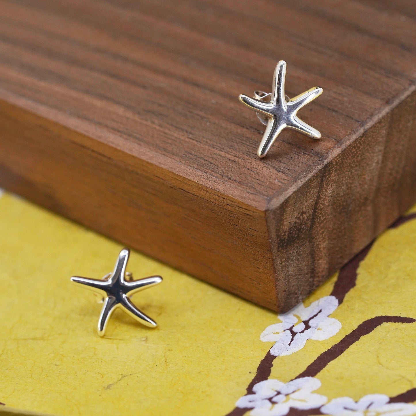 Vintage Sterling silver handmade earrings, 925 sea star starfish studs