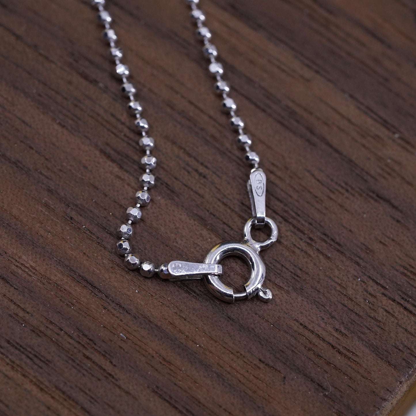 20" 1mm, vintage Sterling silver beads necklace, Italy 925 silver chain