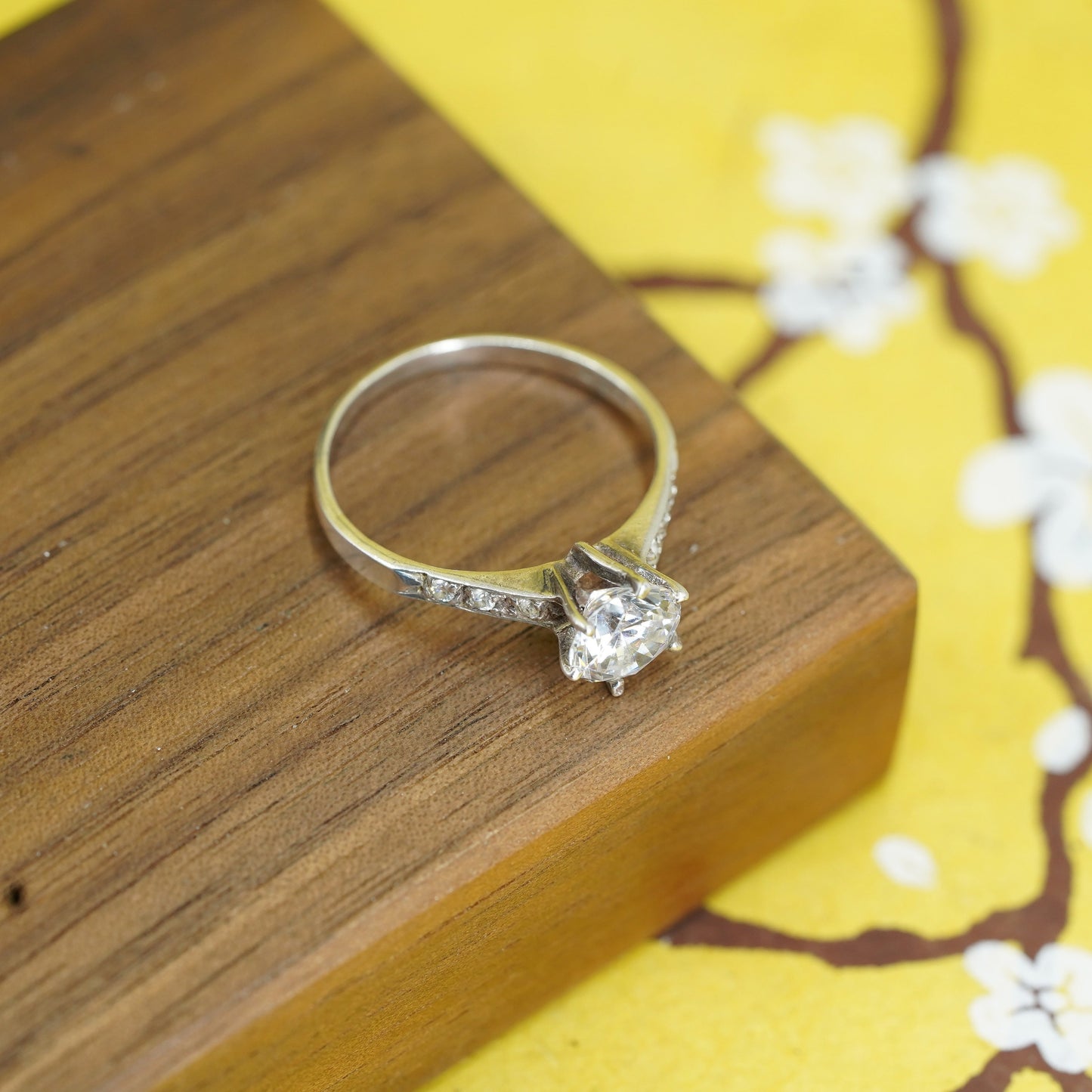 Size 10.5, vintage Sterling silver 925 engagement ring with cz