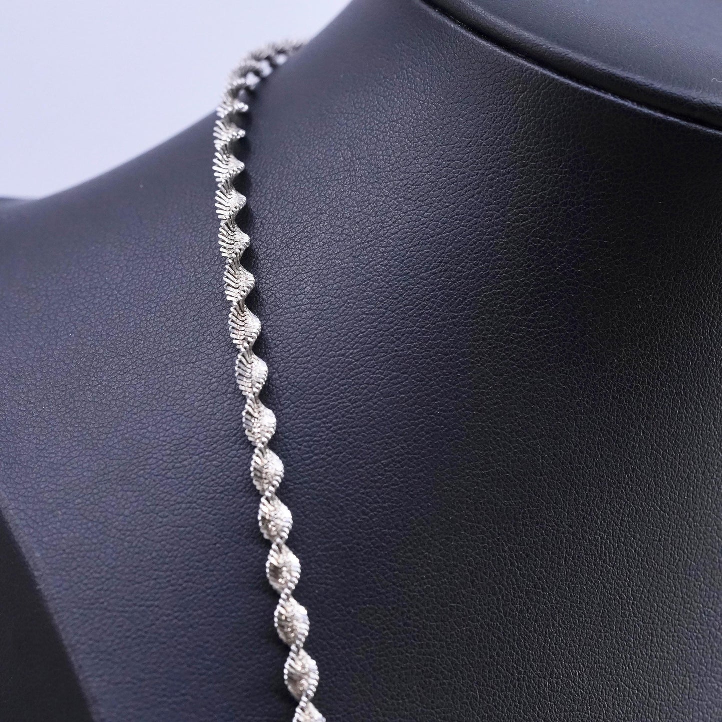 24", vintage Sterling silver handmade chain, 925 twisted herringbone necklace