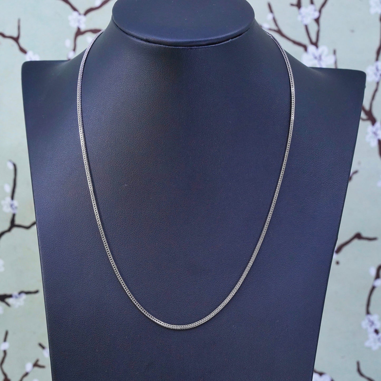 18", 2mm, vintage Sterling silver necklace, bold 925 Wheat chain