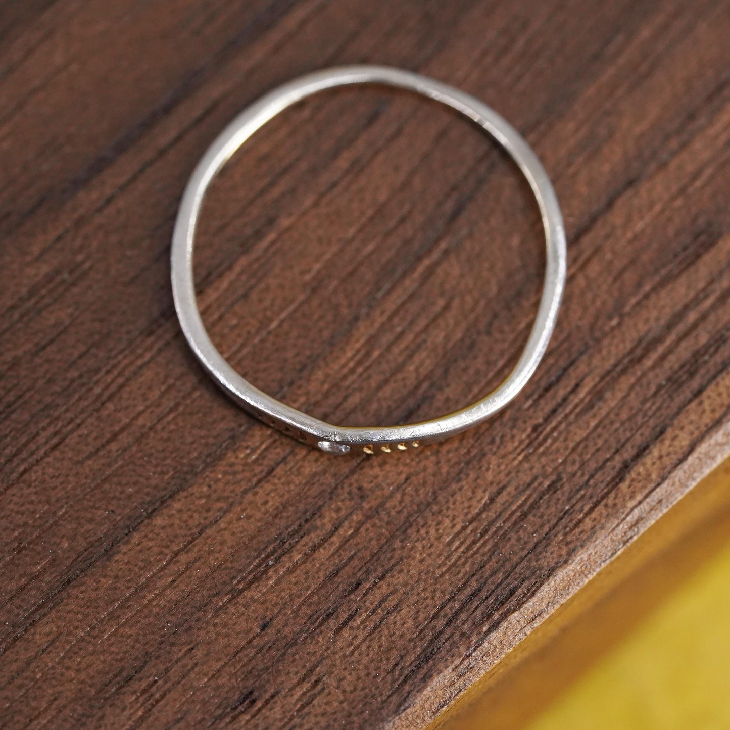 Size 6, VTG vermeil gold over Sterling silver handmade ring, 925 thin band cz