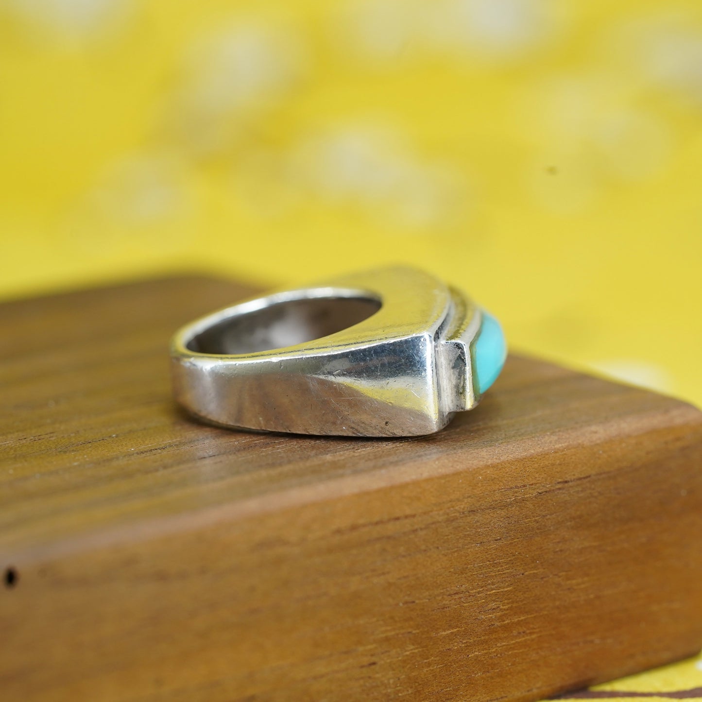 Size 5, Sterling 925 silver handmade ring with turquoise, southwestern jewelry