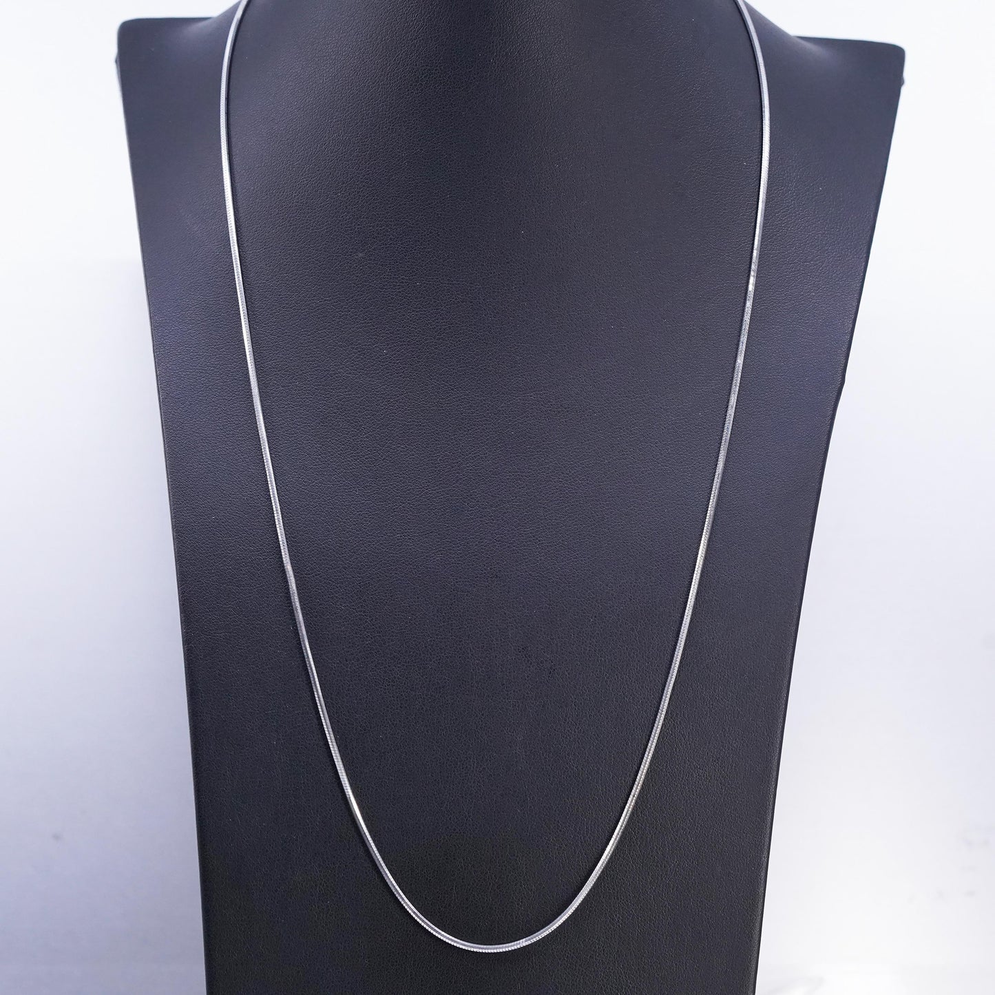 24" 1.6mm, vintage Italian Sterling 925 silver square snake chain necklace