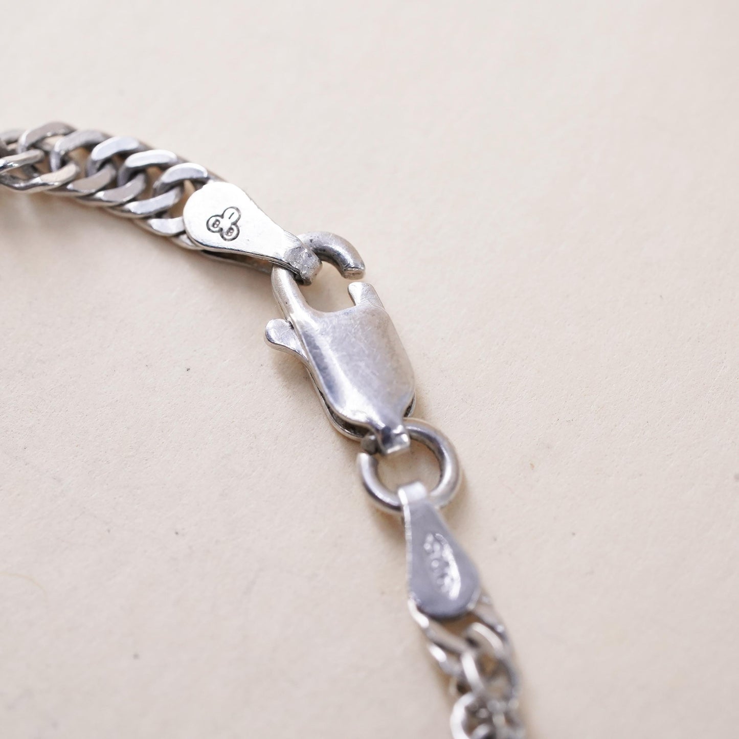 7", 3mm, Vintage IBB Italian sterling silver bracelet, twisted curb bracelet