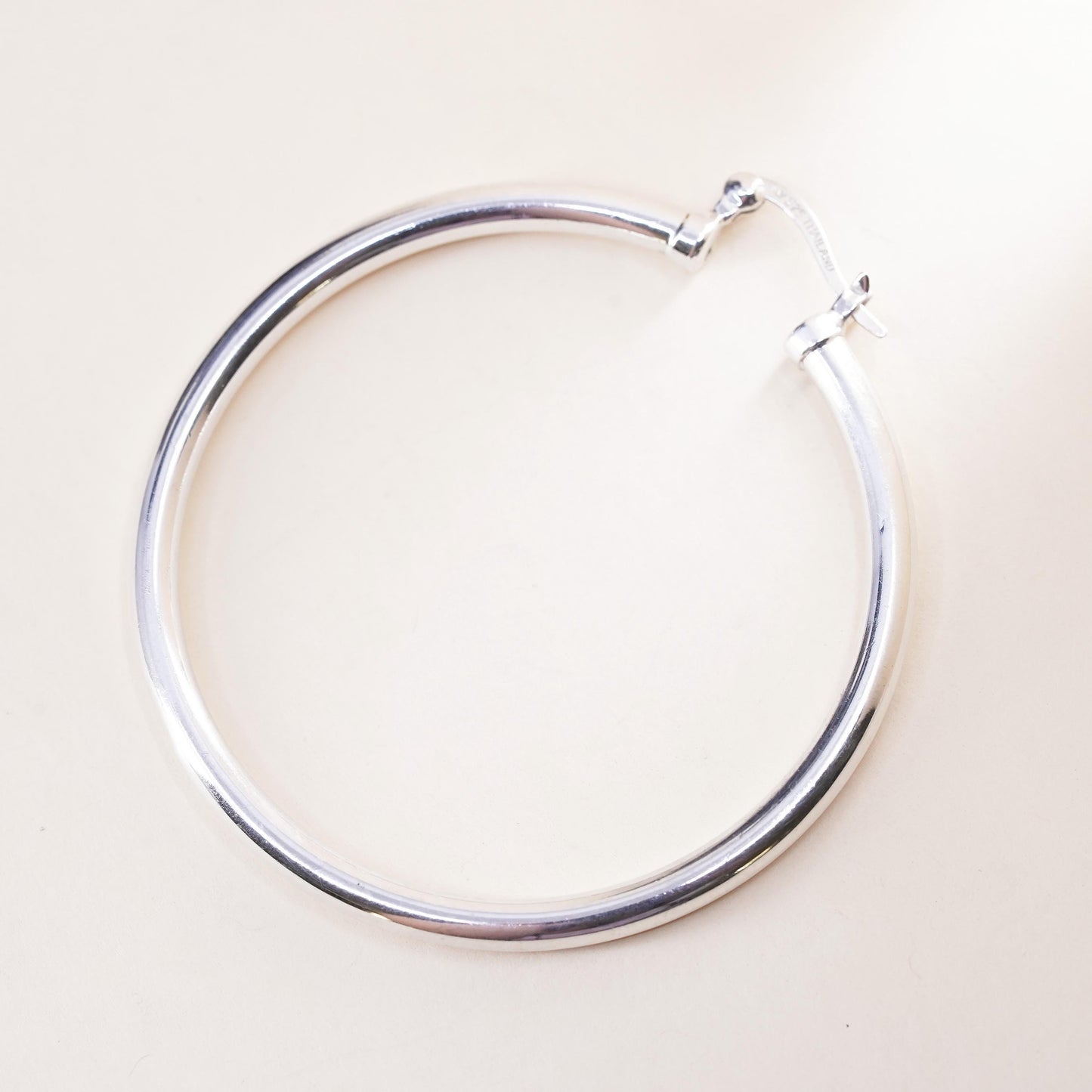 2", Vintage sterling 925 silver loop single earring, minimalist primitive hoop