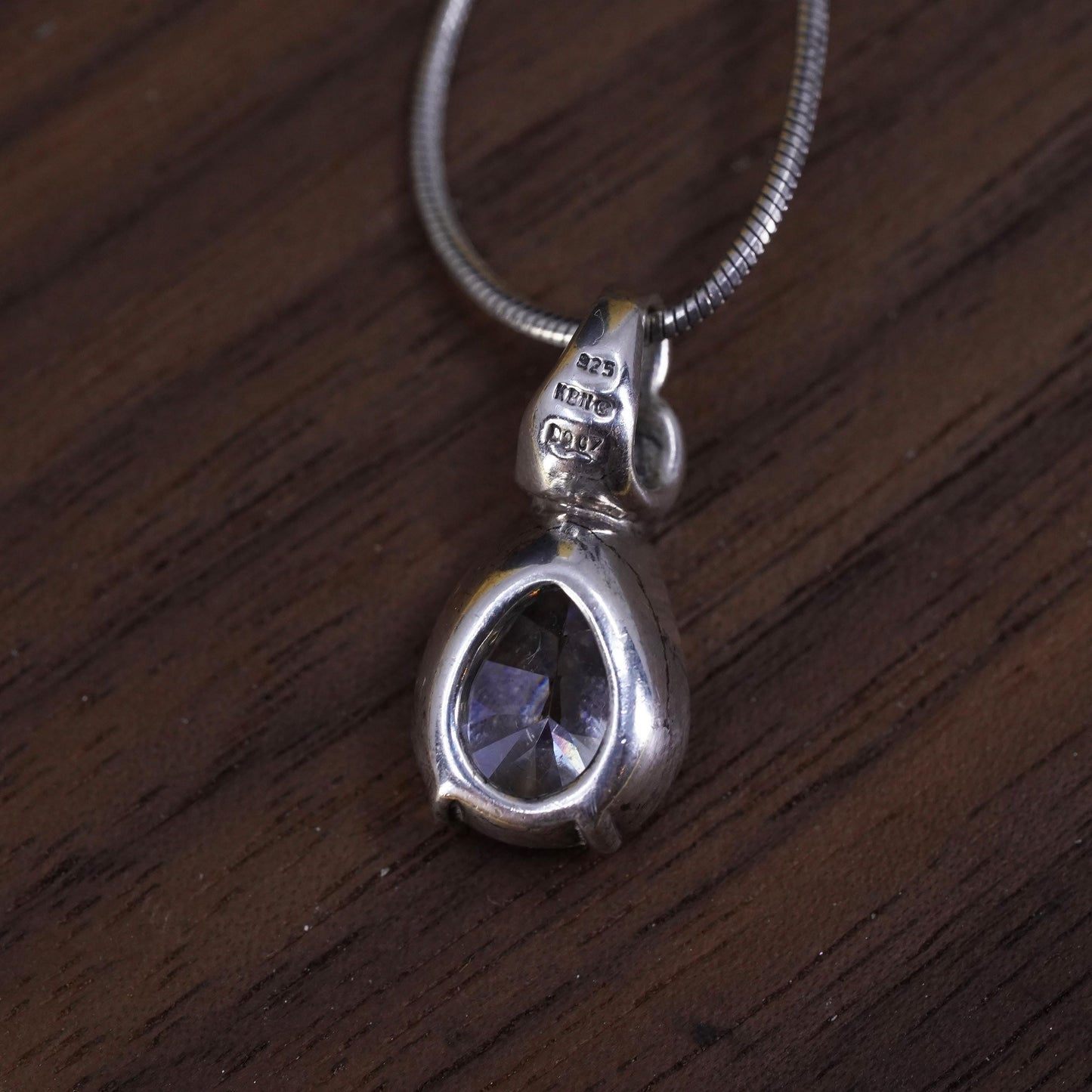 18", Kabana Sterling silver necklace, 925 snake chain teardrop pendant and cz
