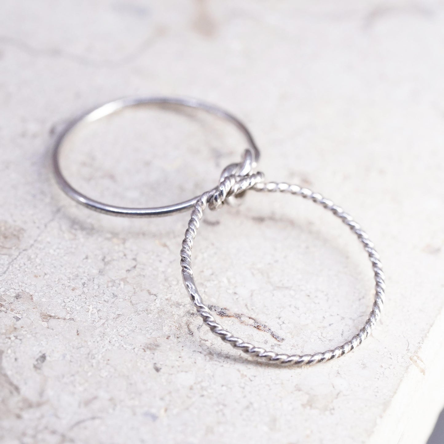 Size 6, vintage sterling silver handmade ring, 925 silver wired knotted band