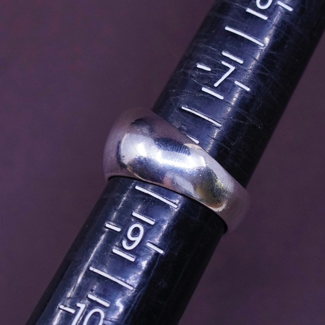sz 8, vtg Sterling silver handmade ring, 925 ribbed band