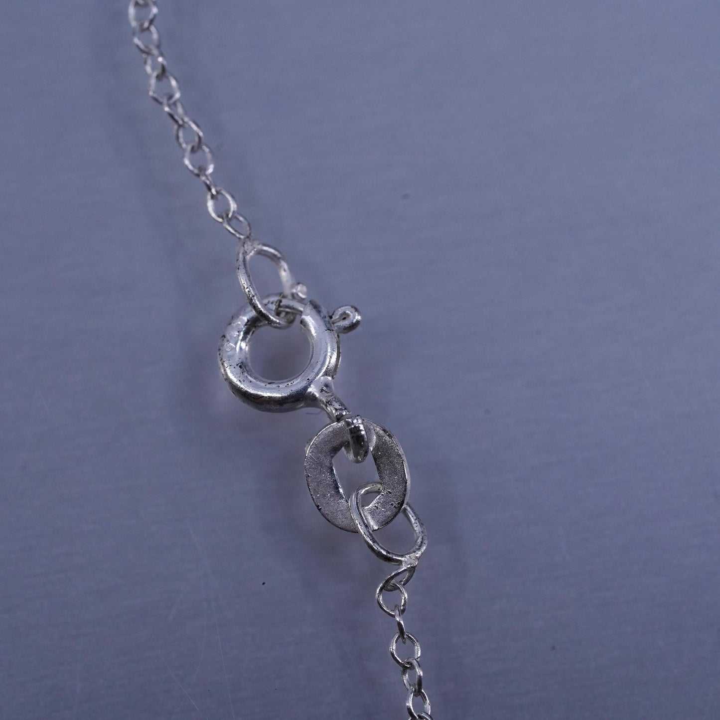 18”, vintage Sterling 925 silver twisted curb necklace with heart horse pendant