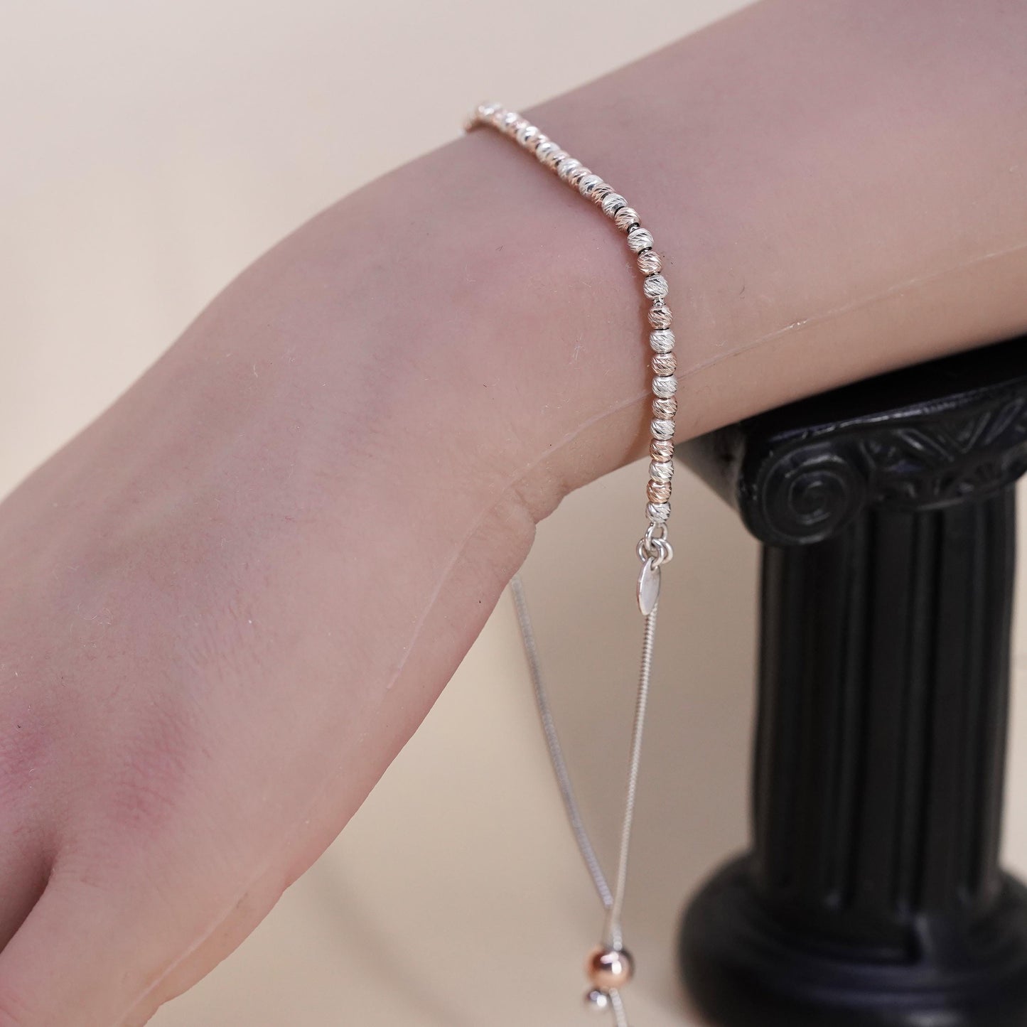 Dyadema Italian two tone sterling silver snake, 925 bracelet beads