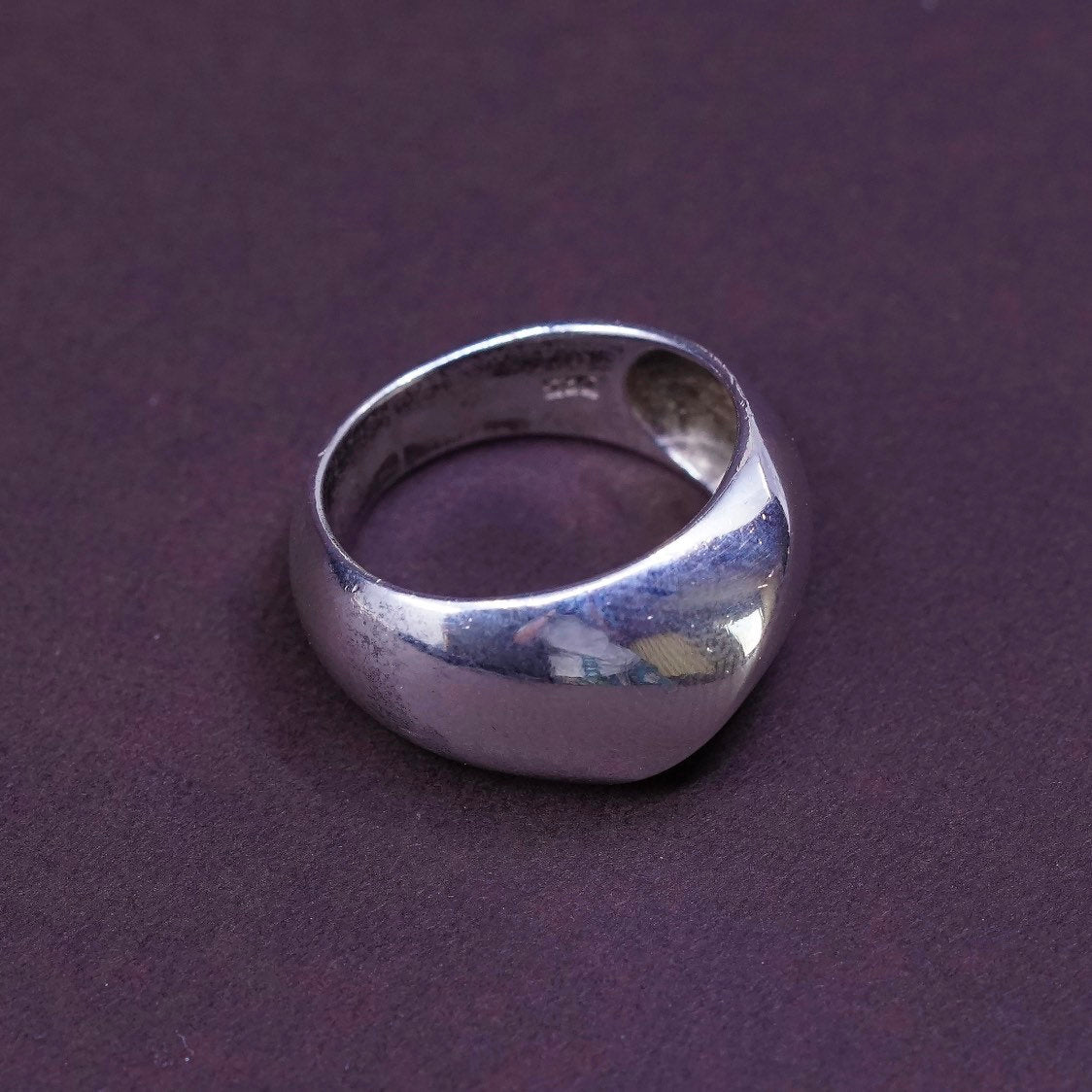 sz 8, vtg Sterling silver handmade ring, 925 ribbed band