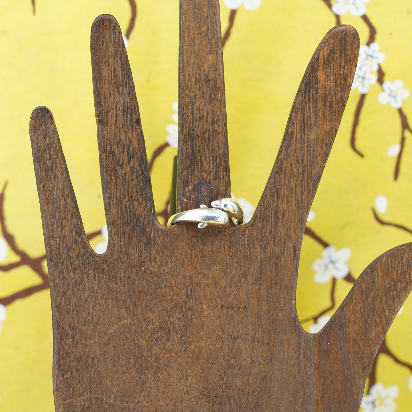 Size adjustable, Sterling silver handmade ring, 925 wrap lover dolphin band