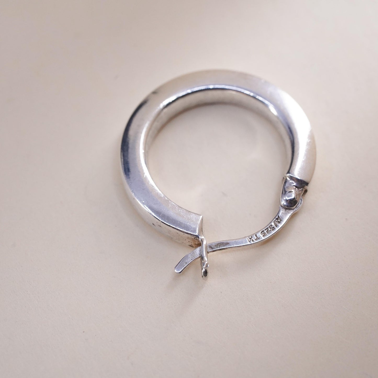 0.75", Vintage sterling silver loop single earring, minimalist primitive hoop