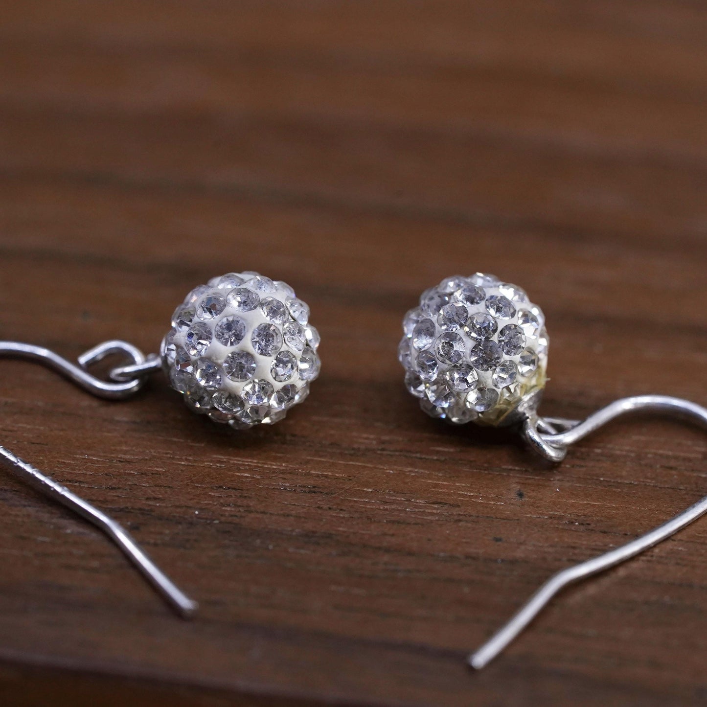 Vintage Sterling silver earrings, 925 drops with cluster Cz