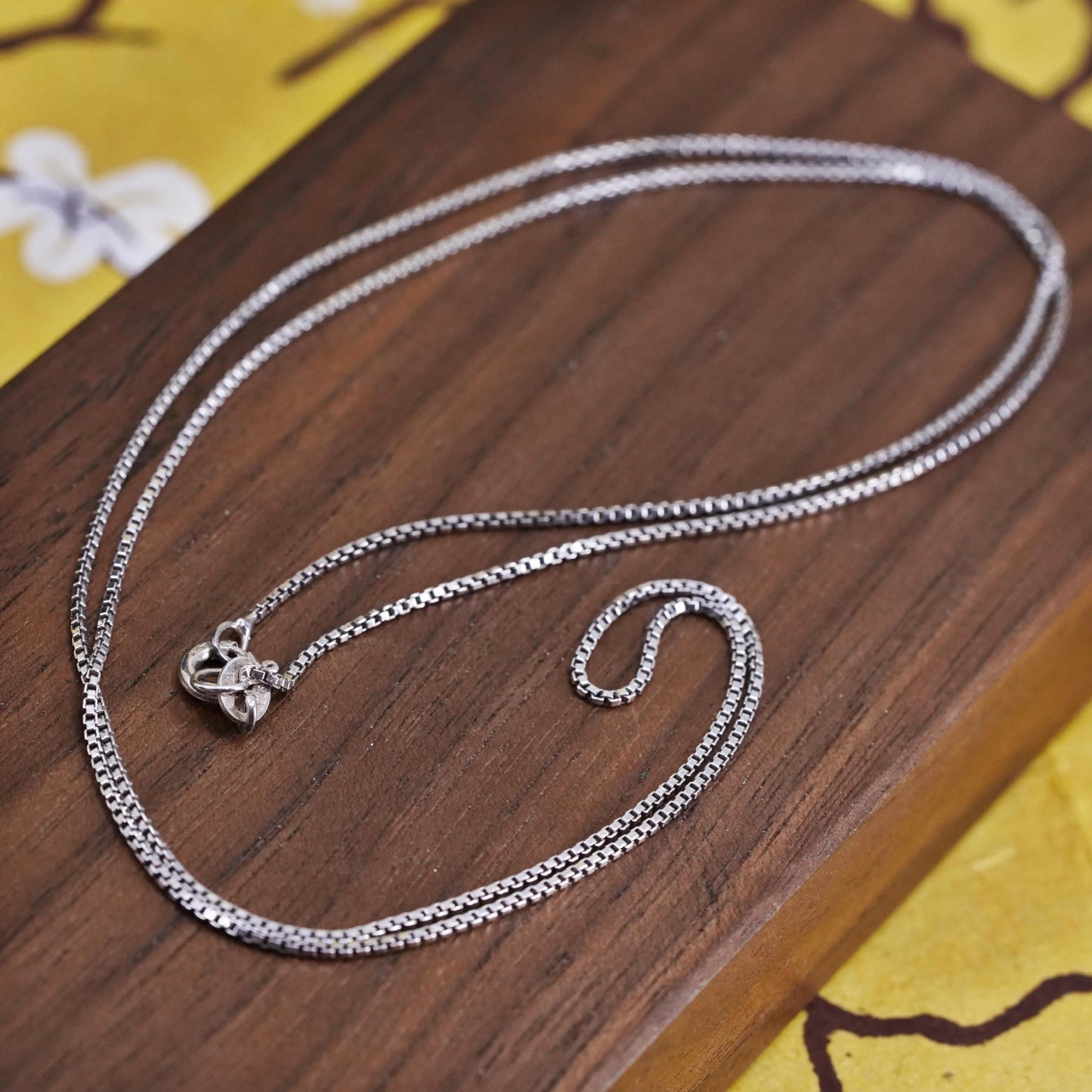 24”, 1mm, vintage Sterling silver box chain, Italy 925 necklace
