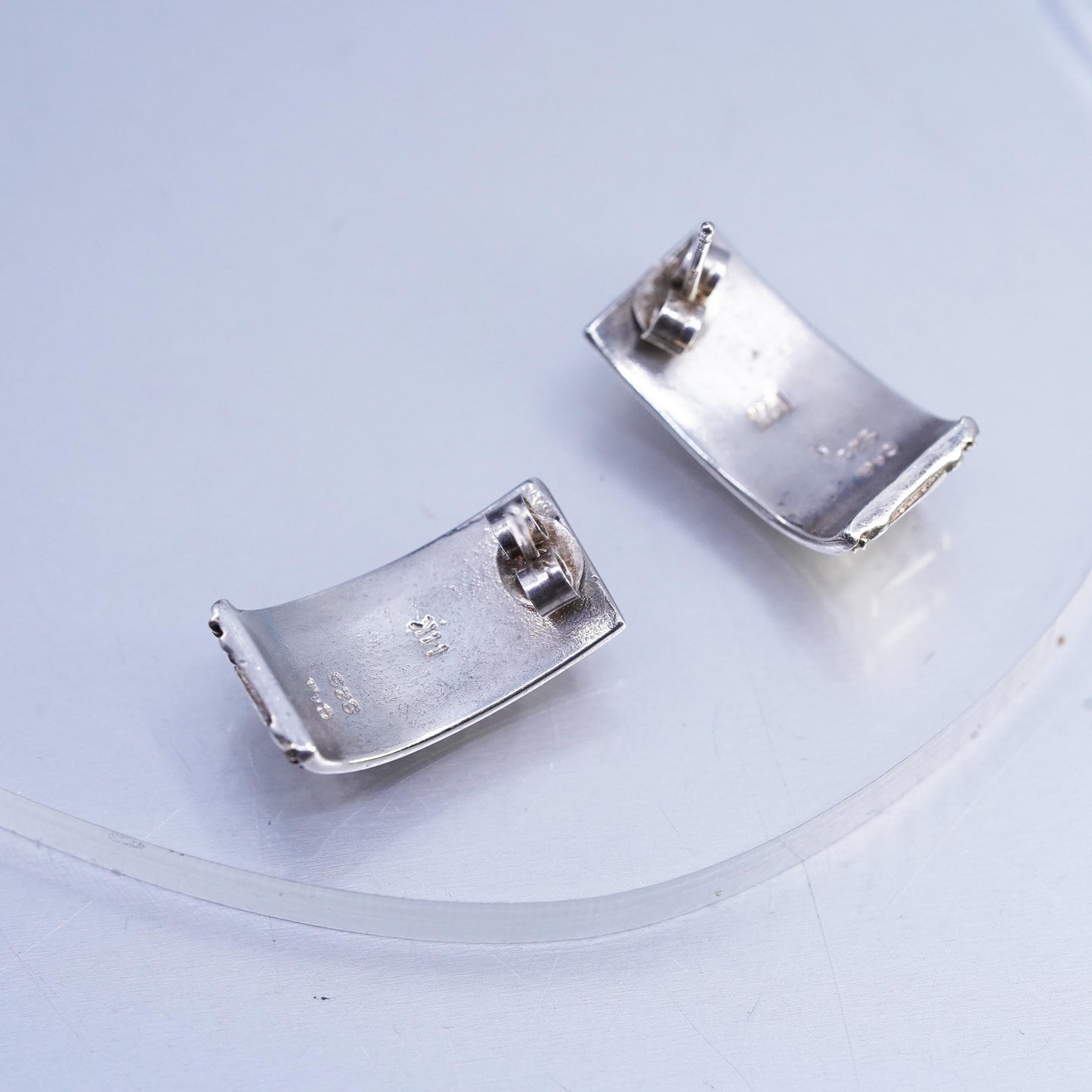 925 Sterling Silver Roman Number Earrings, 14K yellow gold huggie Studs Hoops