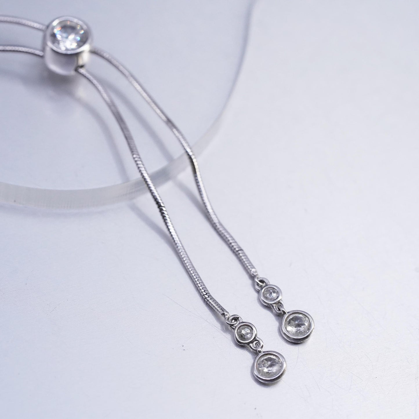 size adjustable up to 24", Sterling 925 silver snake chain necklace cz pendant