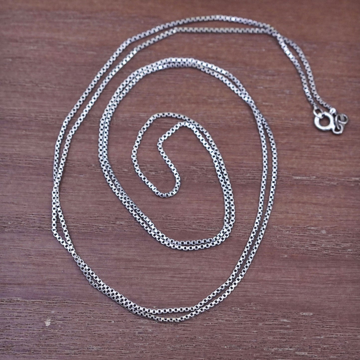 32”, 1mm, vintage Sterling silver box chain, Italy 925 necklace