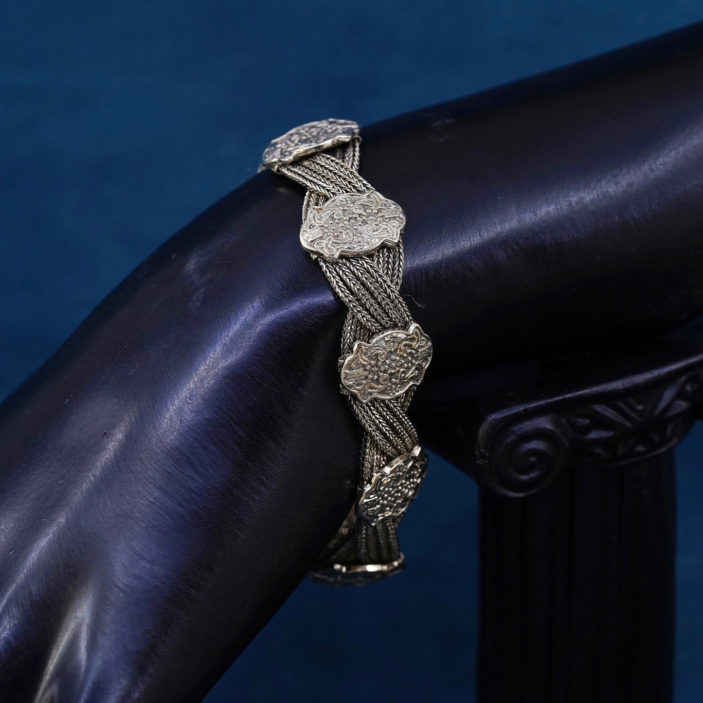 6.75", vintage vermeil gold filled handmade Sterling 925 silver tennis bracelet