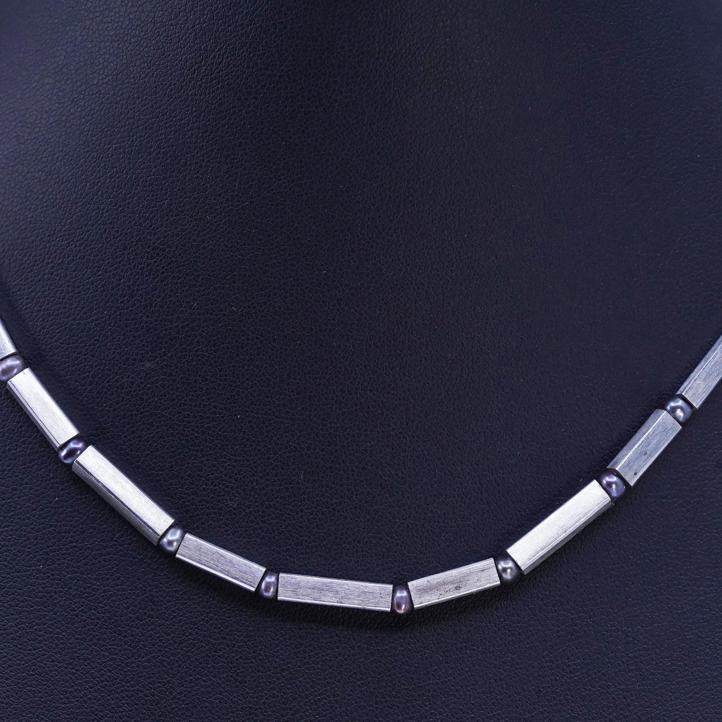 16" 4mm, vintage Sterling 925 silver handmade bold tube chain necklace
