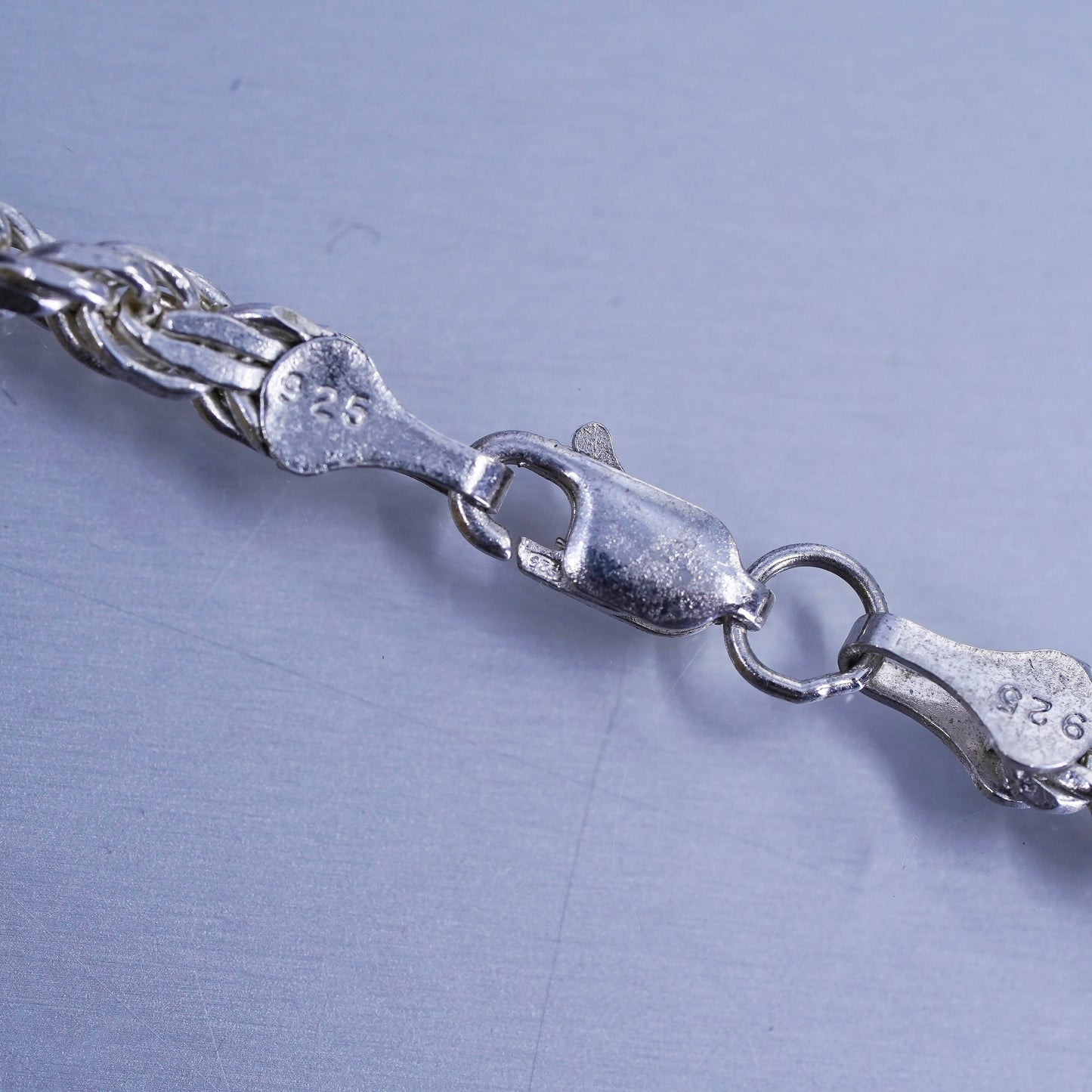 27” 4mm, vintage Italy Sterling 925 silver bold diamond cut rope chain necklace