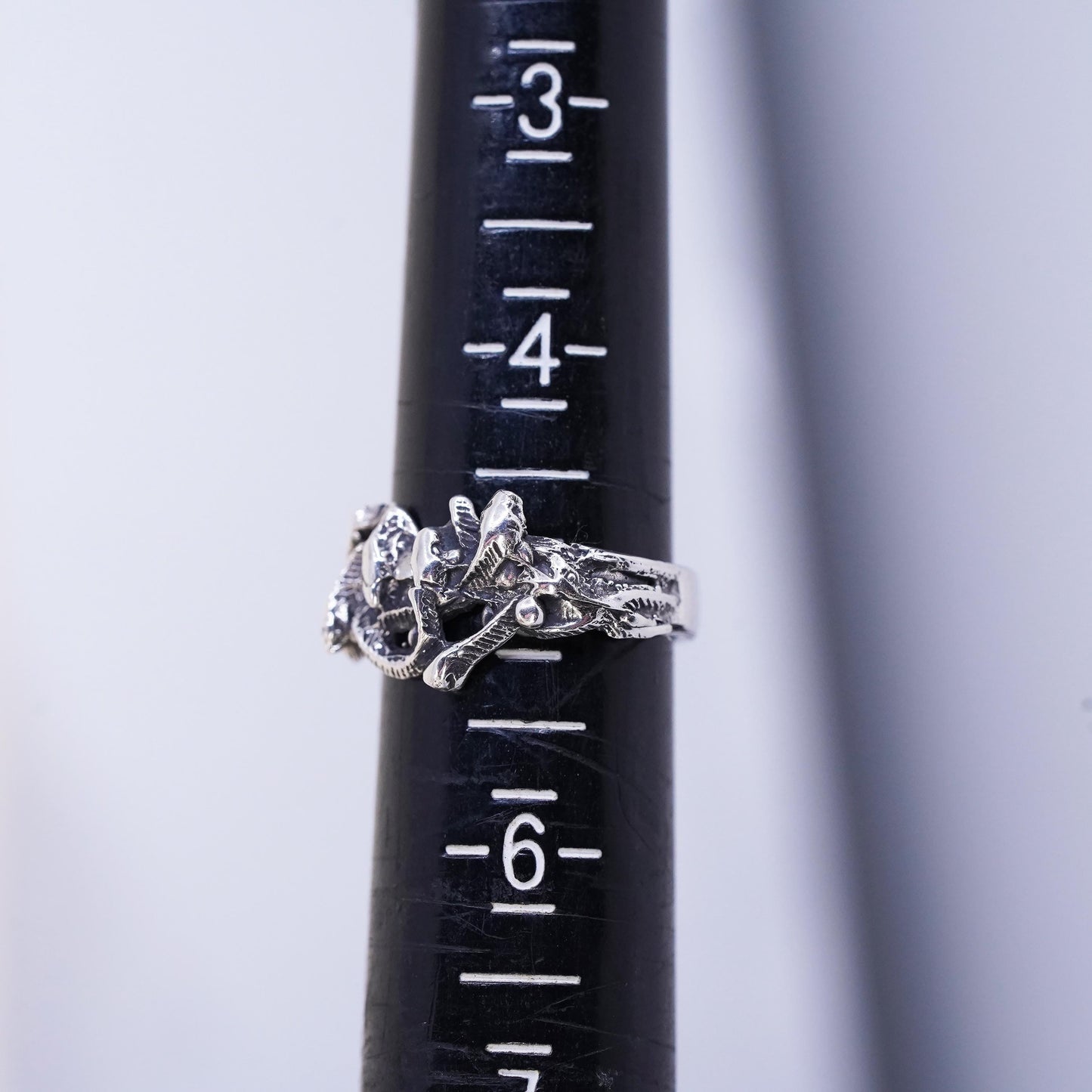 Size 5, vintage Sterling silver handmade ring, 925 snake band
