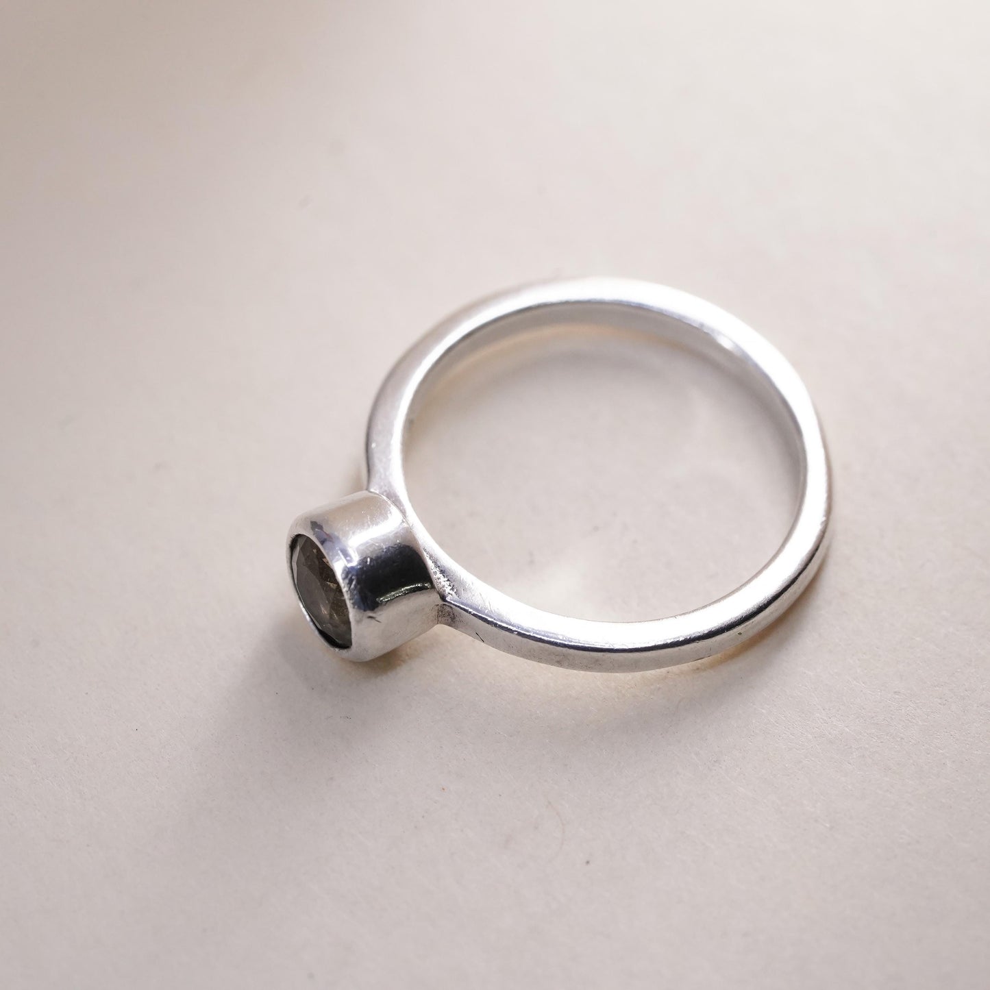 Size 5, vintage Sterling 925 silver ring, engagement stackable ring citrine