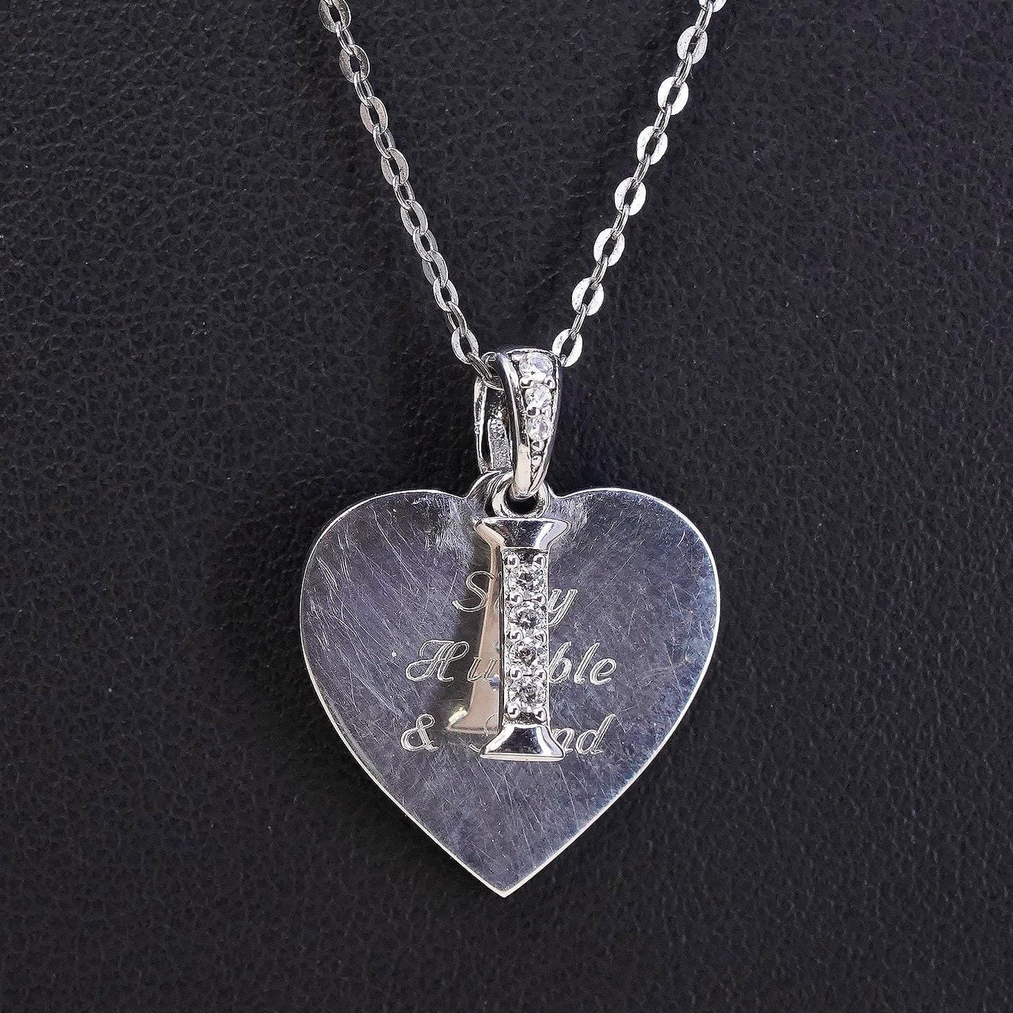 18+2”, sterling silver necklace, 925 chain heart Pendant stay humble kind