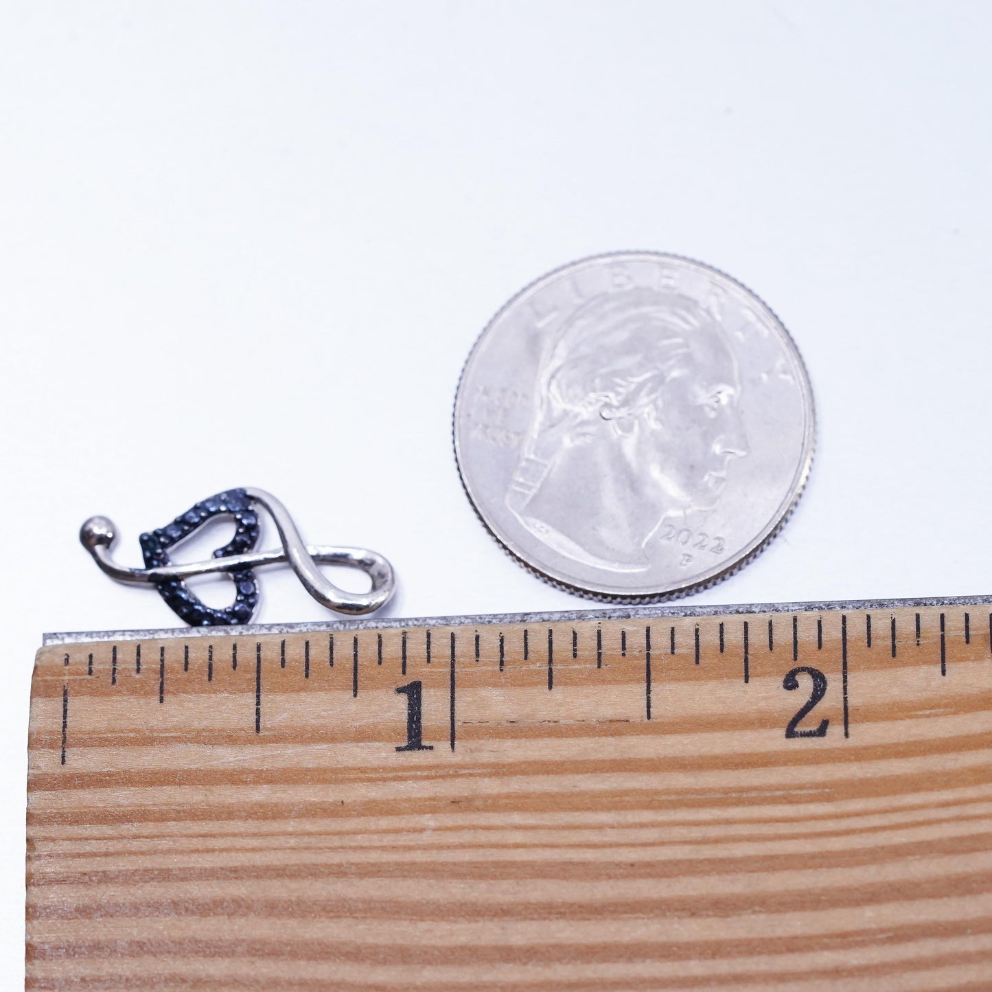 Vintage two tone sterling silver handmade pendant, 925 music note, melody charm