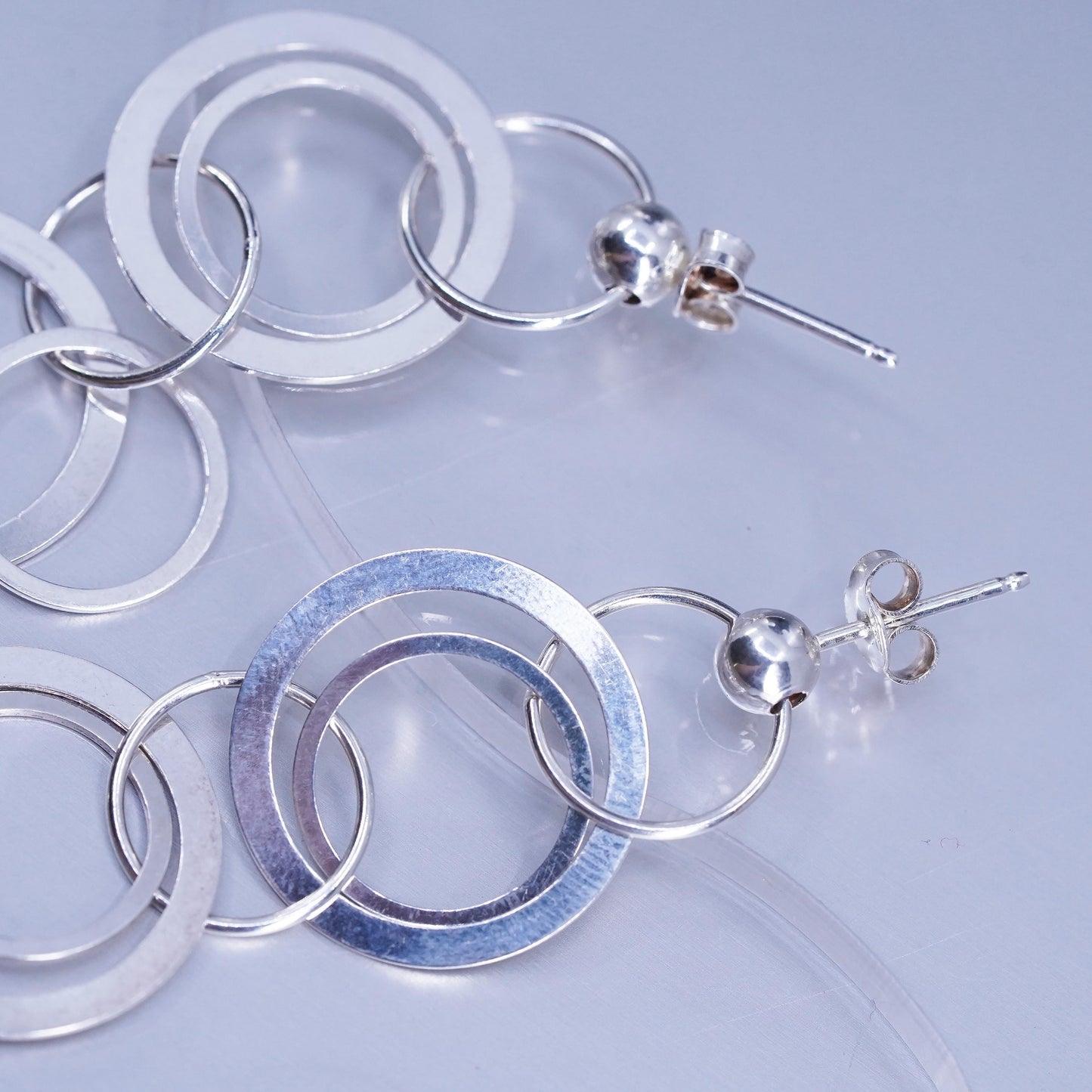 Vintage Italian Sterling 925 silver handmade entwined circle earrings