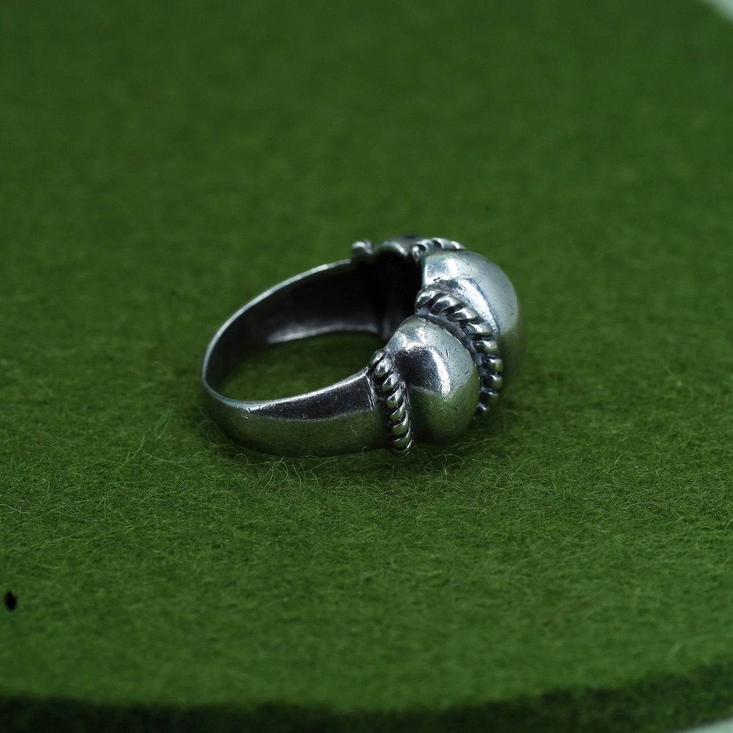 Size 8, sterling silver handmade statement ring, 925 cable textured ribbed band