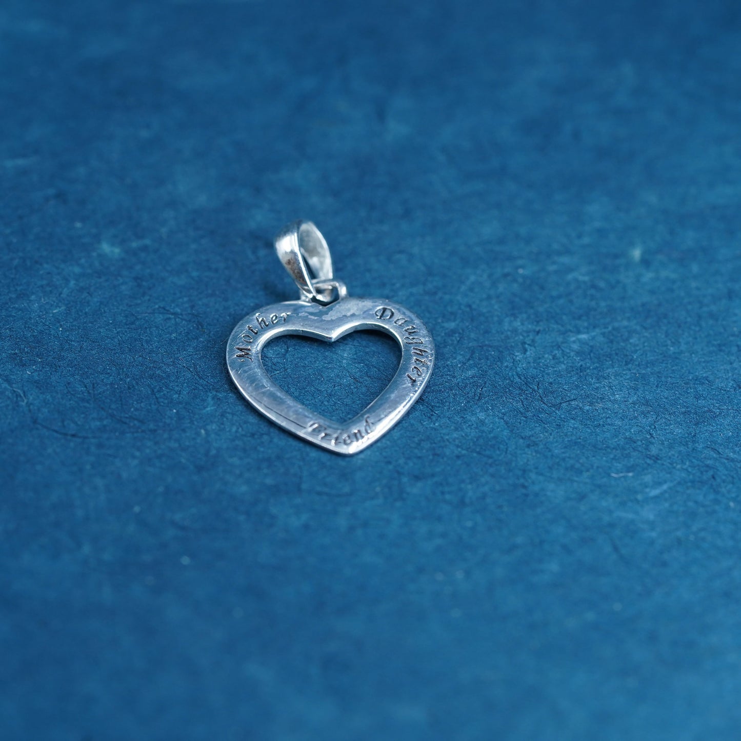 Sterling silver quote pendant, 925 heart with “daughter mother friend” engraved