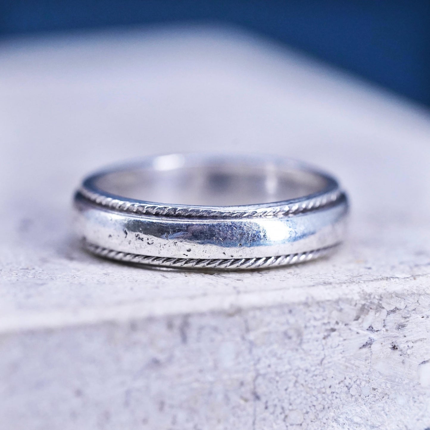 Size 7, vintage Sterling silver handmade ring, 925 wedding band
