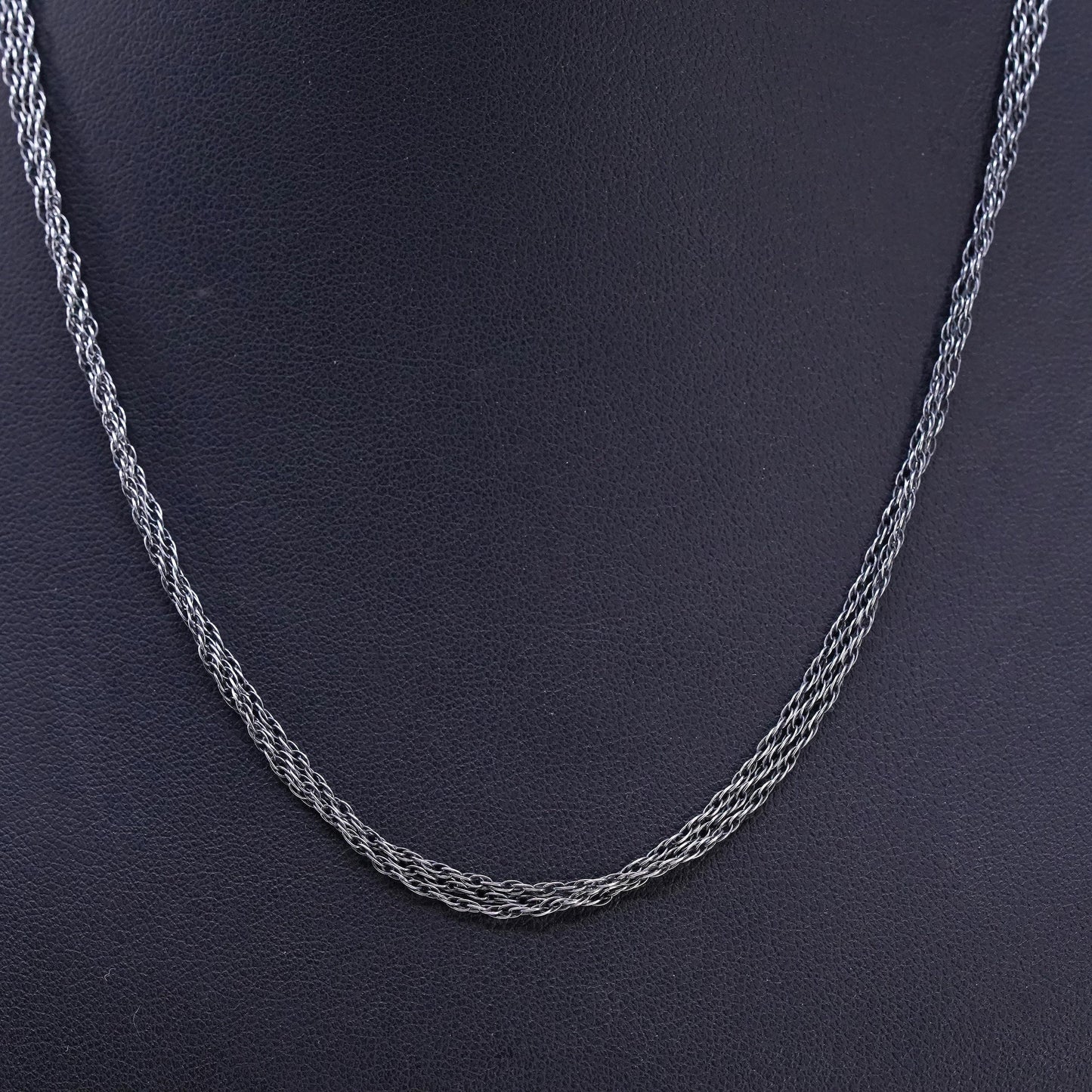 16", VTG Italian Sterling 925 silver multi strands Singapore rope necklace