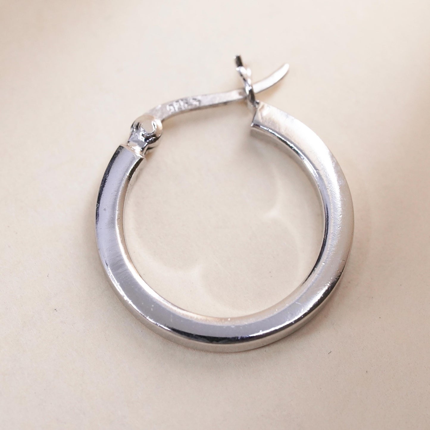 0.75", Vintage sterling silver loop single earring, fashion primitive hoop