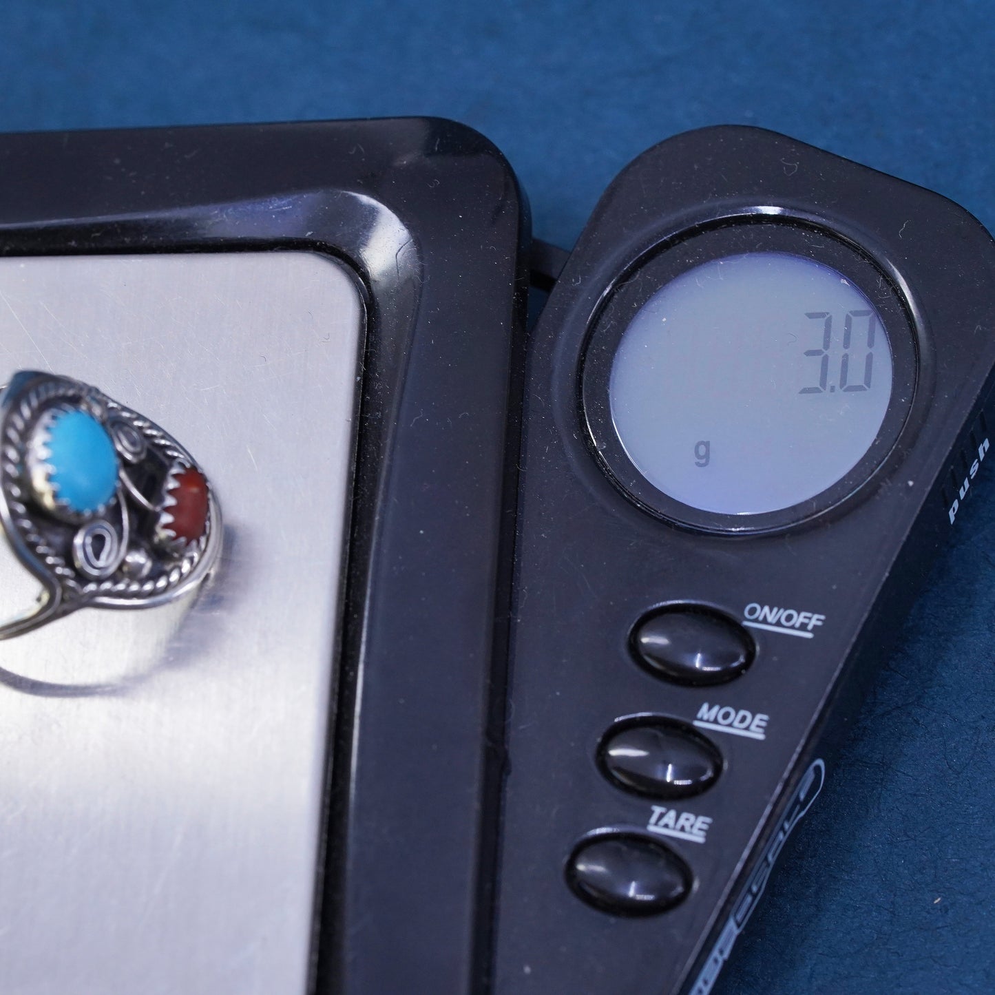 Size 6, Navajo DM Sterling 925 silver ring, Native American, turquoise coral