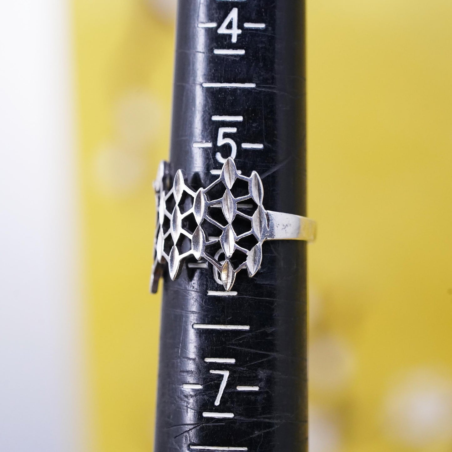 Size 5.75, vintage Sterling silver ring, southwestern style, 925 filigree band
