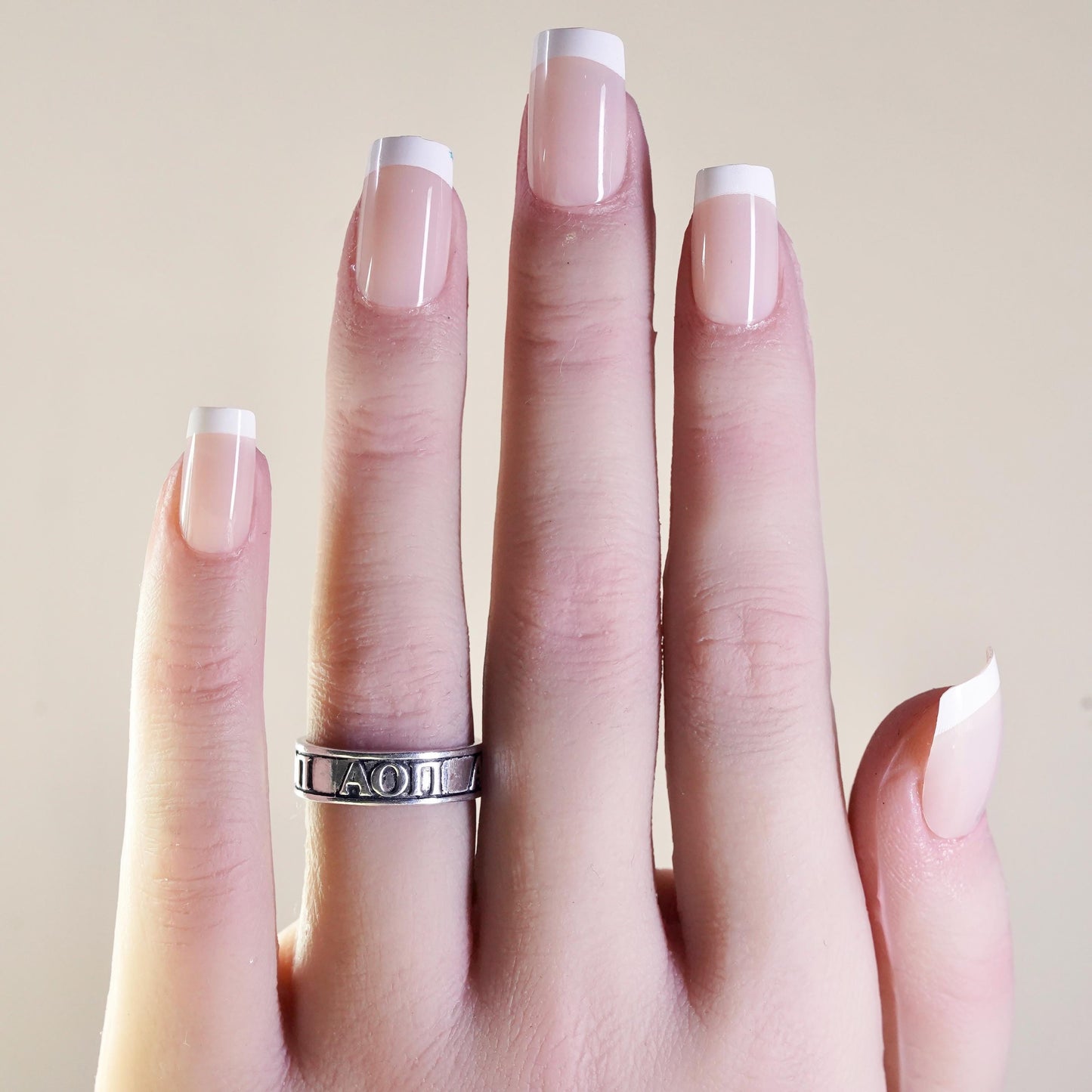 Size 6, Sterling 925 Silver Letter Band Ring | Raised Alphabet alpha omicron pi