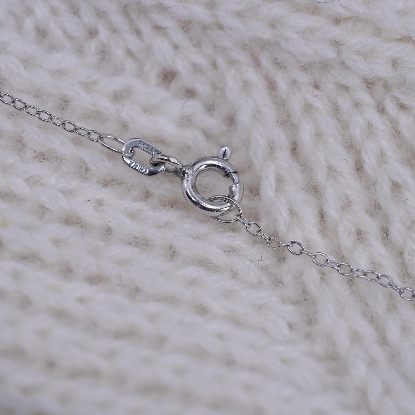 18”, Sterling silver handmade necklace, 925 circle chain w/ blue topaz pendant