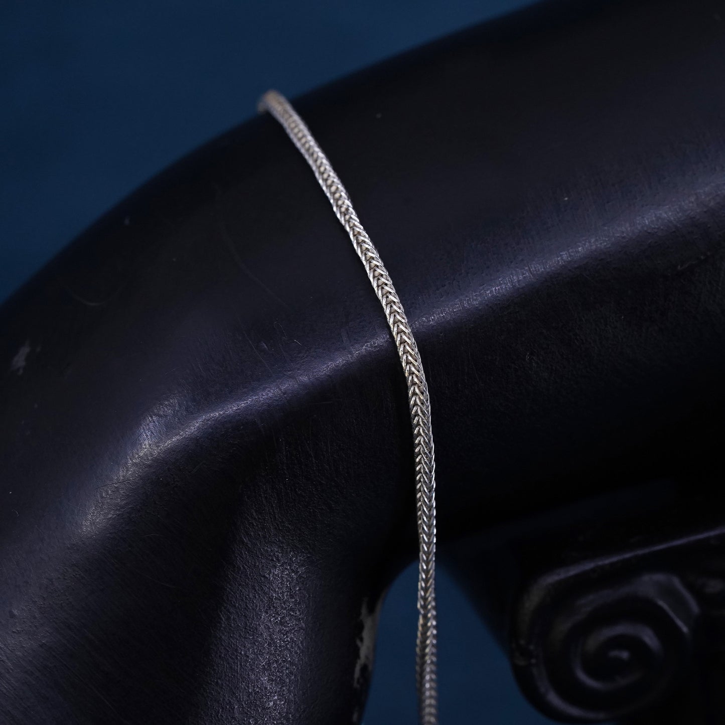 7.5”, vintage Italian Sterling silver bracelet, 925 silver twisted snake chain