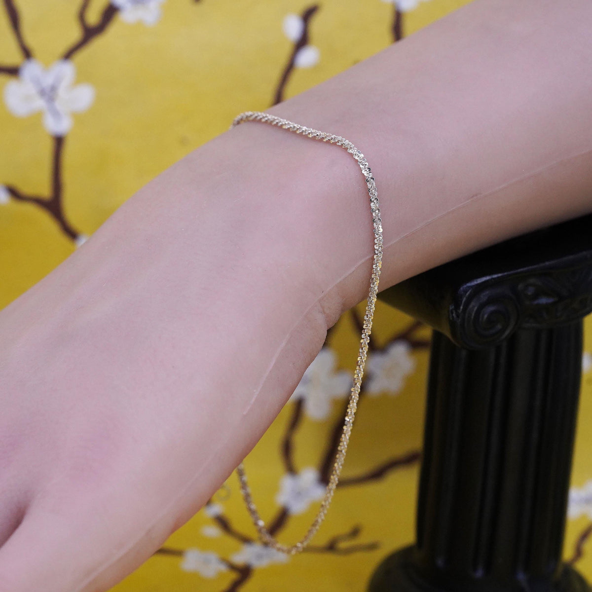 9.25+2” 2mm, Vintage Italian sterling silver handmade anklet, 925 twisted chain