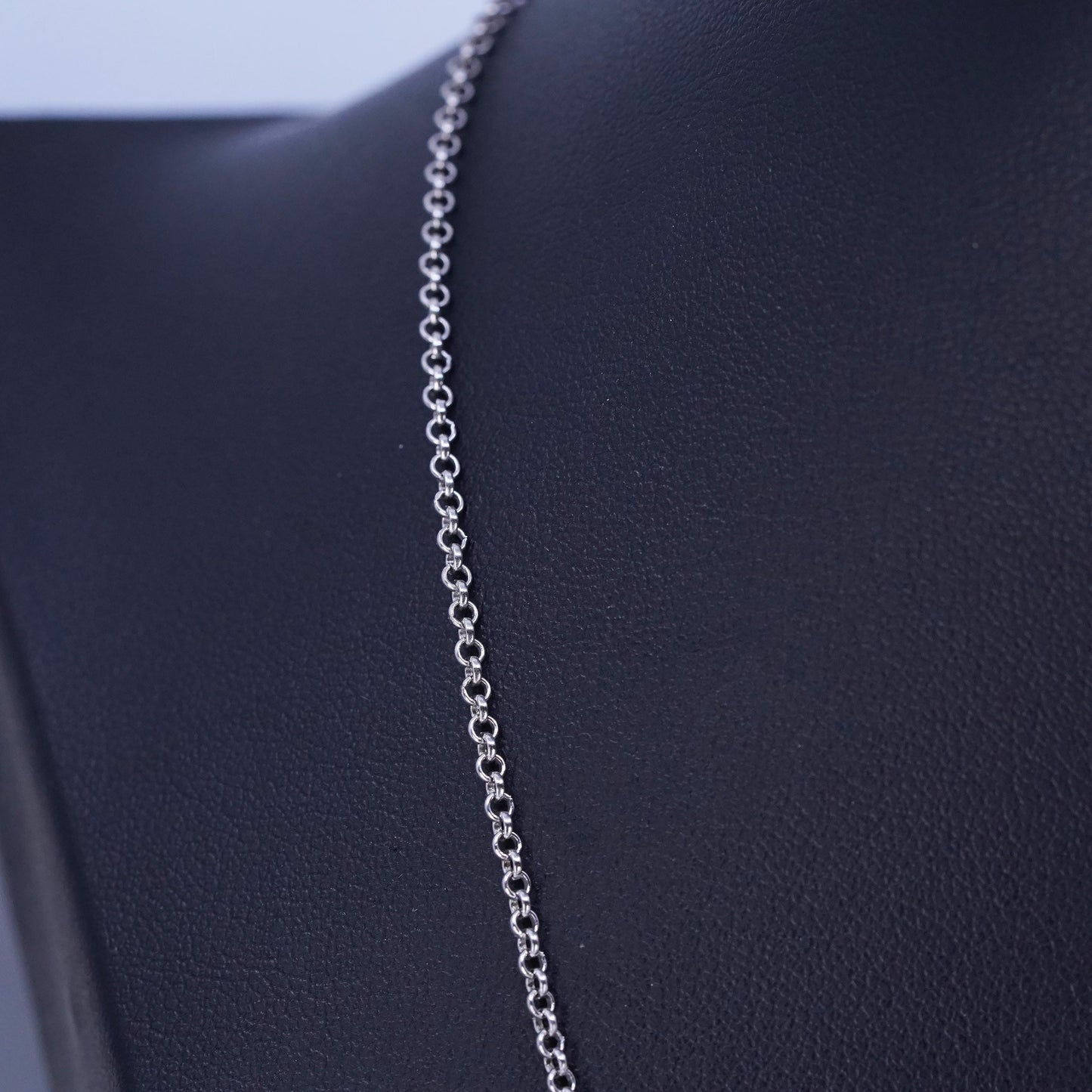 18” 1.6mm, vintage Sterling 925 silver circle chain necklace