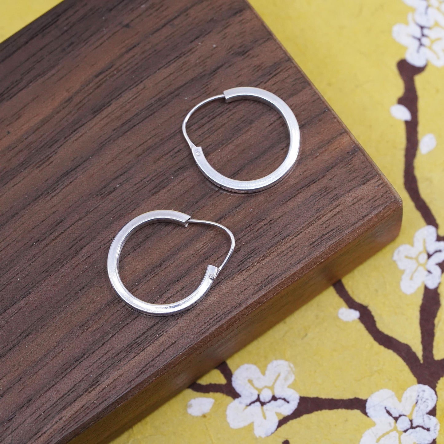 1", vintage Sterling silver handmade earrings, 925 silver hoops