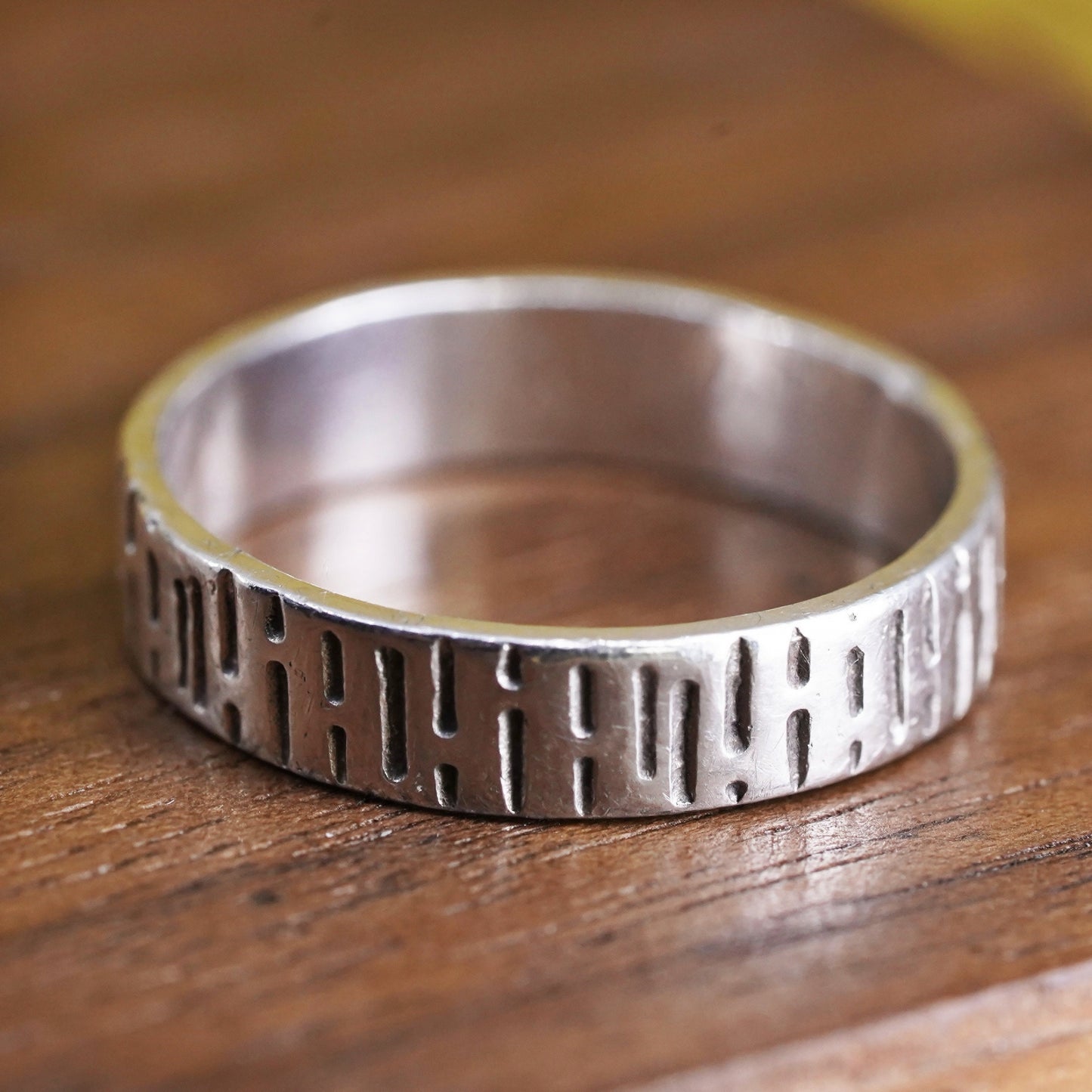 Size 6, vintage Sterling silver handmade ring, 925 beaded band