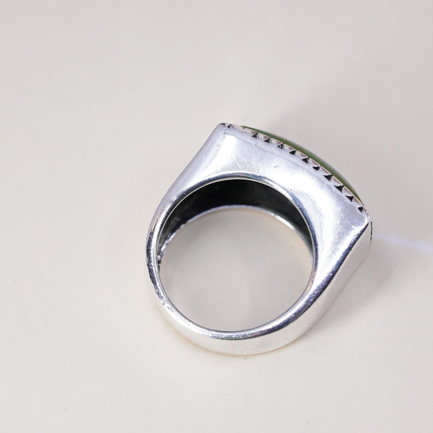 Size 5.5, Vintage Sterling silver handmade ring, 925 statement band turquoise